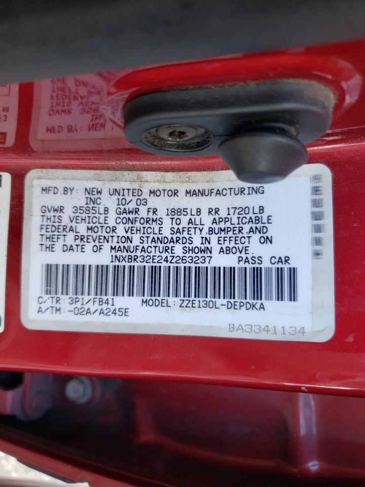 Photo 10 from auction – 2004 TOYOTA COROLLA CE with VIN 1NXBR32E24Z263237