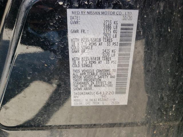 Photo 10 from auction – 2020 NISSAN PATHFINDER with VIN 5N1DR2AM2LC641220