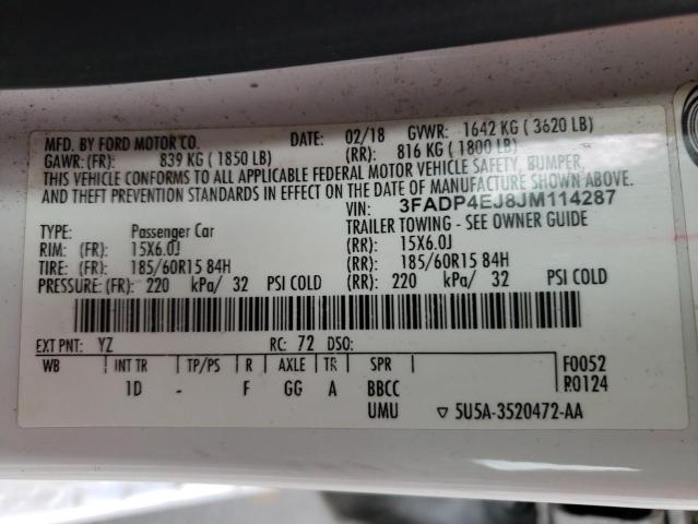 Photo 10 from auction – 2018 FORD FIESTA SE with VIN 3FADP4EJ8JM114287