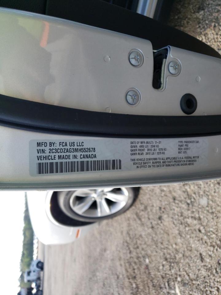 Photo 10 from auction – 2021 DODGE CHALLENGER with VIN 2C3CDZAG3MH552678