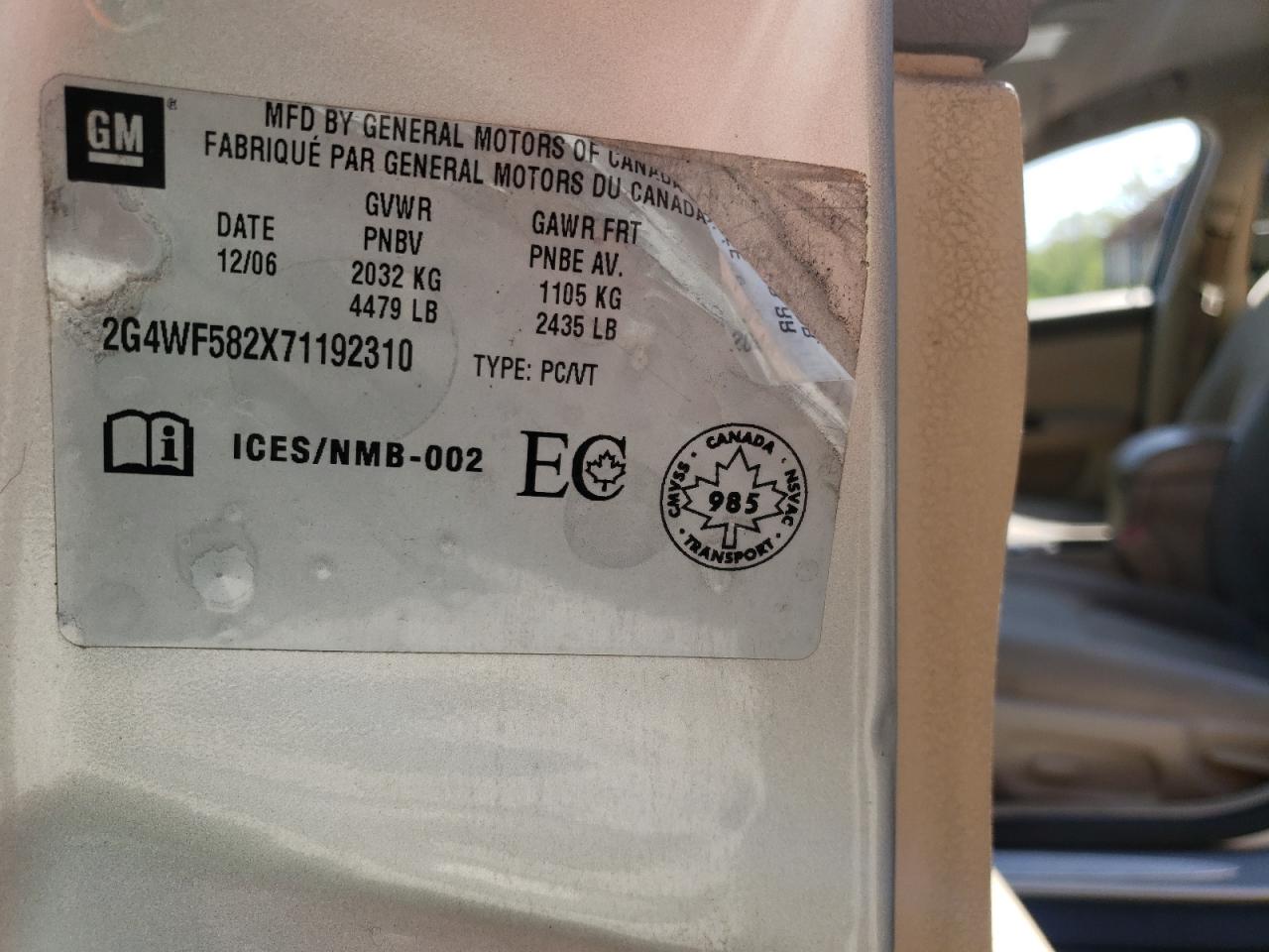 صورة رقم 10 من المزاد - 2007 BUICK ALLURE CX مع VIN 2G4WF582X71192310