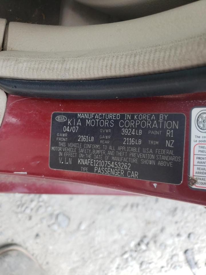Photo 10 from auction – 2007 KIA SPECTRA EX with VIN KNAFE121075453262