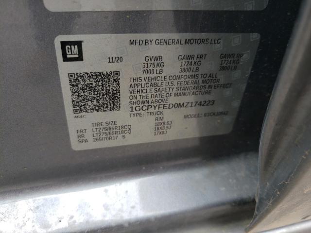 Photo 10 from auction – 2021 CHEVROLET SILVERADO with VIN 1GCPYFED0MZ174223