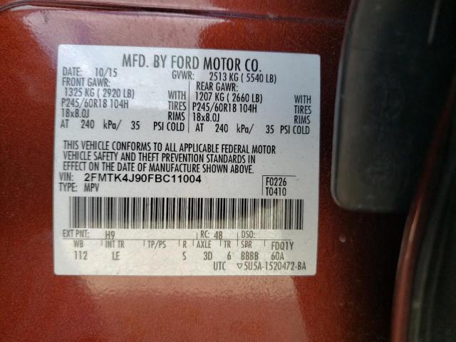 Photo 10 from auction – 2015 FORD EDGE SEL with VIN 2FMTK4J90FBC11004