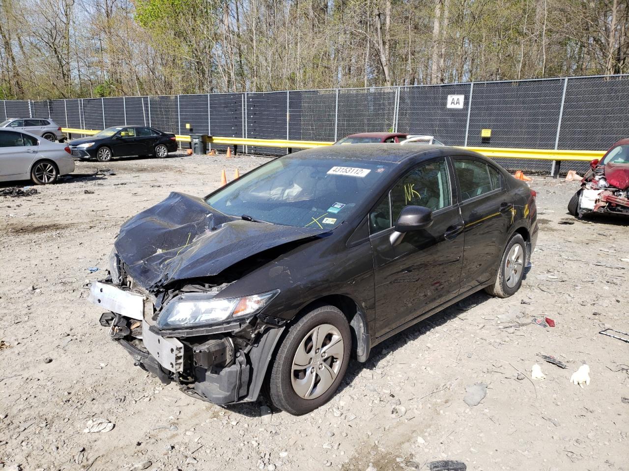 Photo 2 from auction – 2013 HONDA CIVIC LX with VIN 19XFB2F50DE071361