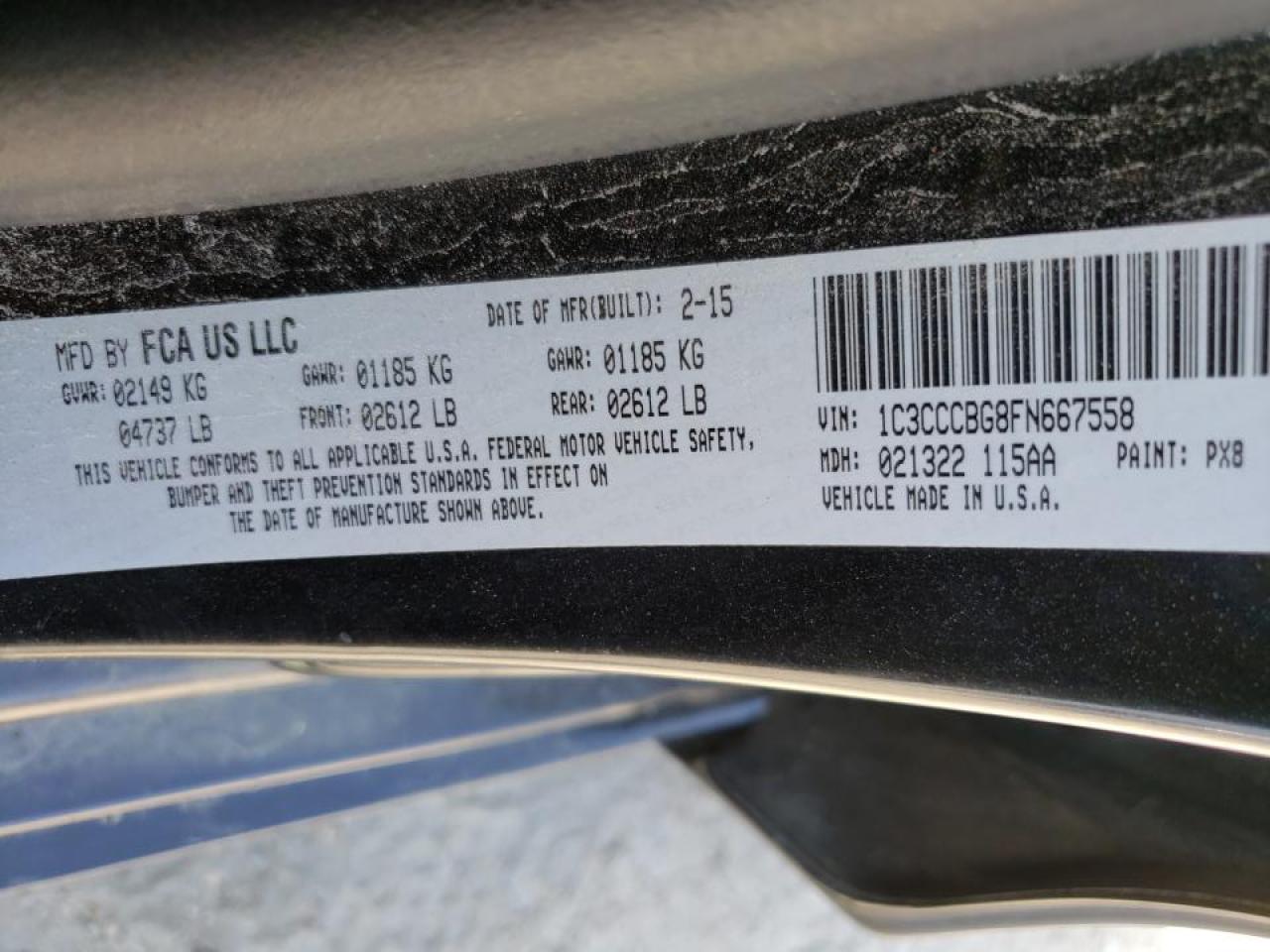 Photo 10 from auction – 2015 CHRYSLER 200 S with VIN 1C3CCCBG8FN667558
