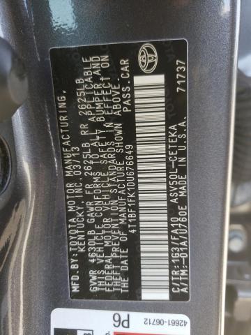 Photo 10 from auction – 2013 TOYOTA CAMRY L with VIN 4T1BF1FK1DU676649