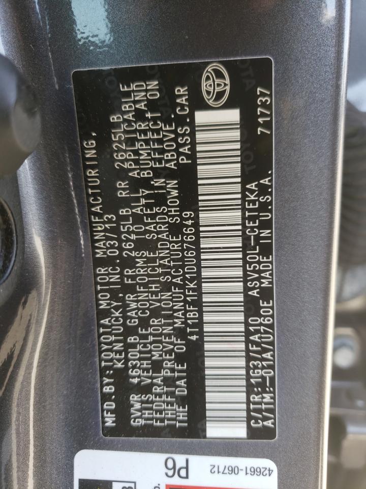 Photo 20 from auction – 2013 TOYOTA CAMRY L with VIN 4T1BF1FK1DU676649