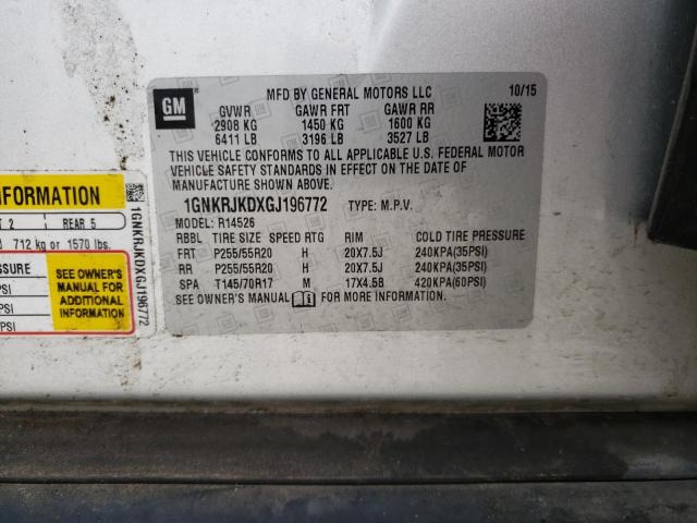 Photo 10 from auction – 2016 CHEVROLET TRAVERSE L with VIN 1GNKRJKDXGJ196772