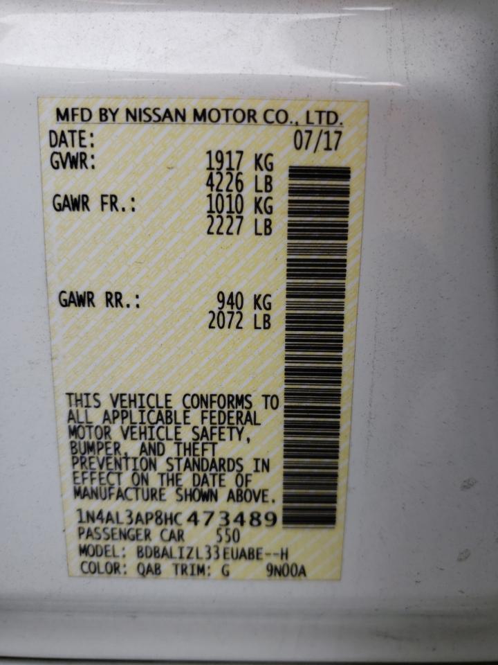Photo 10 from auction – 2017 NISSAN ALTIMA 2.5 with VIN 1N4AL3AP8HC473489