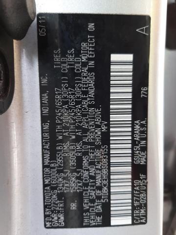 Photo 10 from auction – 2011 TOYOTA HIGHLANDER with VIN 5TDBK3EH9BS083155