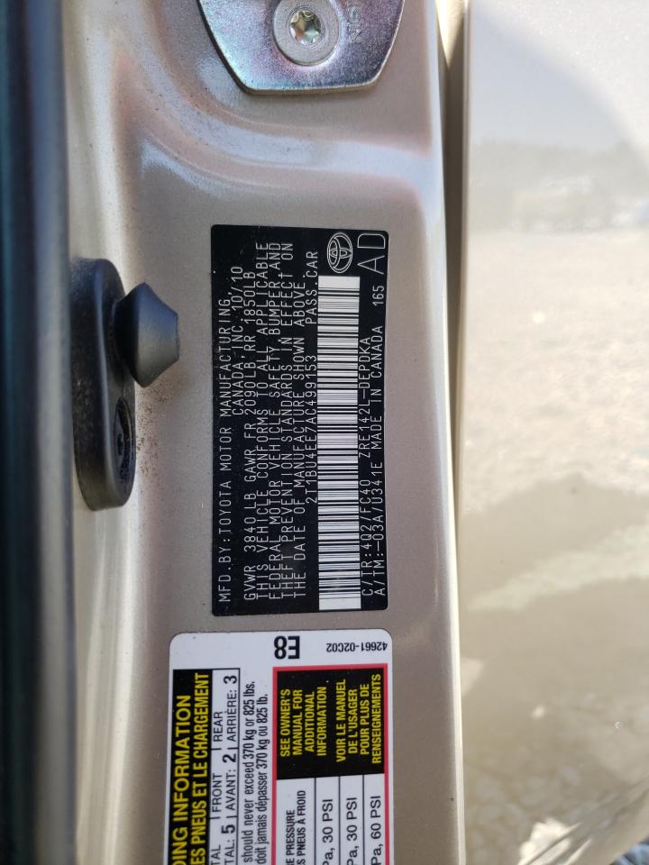 Photo 10 from auction – 2010 TOYOTA COROLLA BA with VIN 2T1BU4EE7AC499153