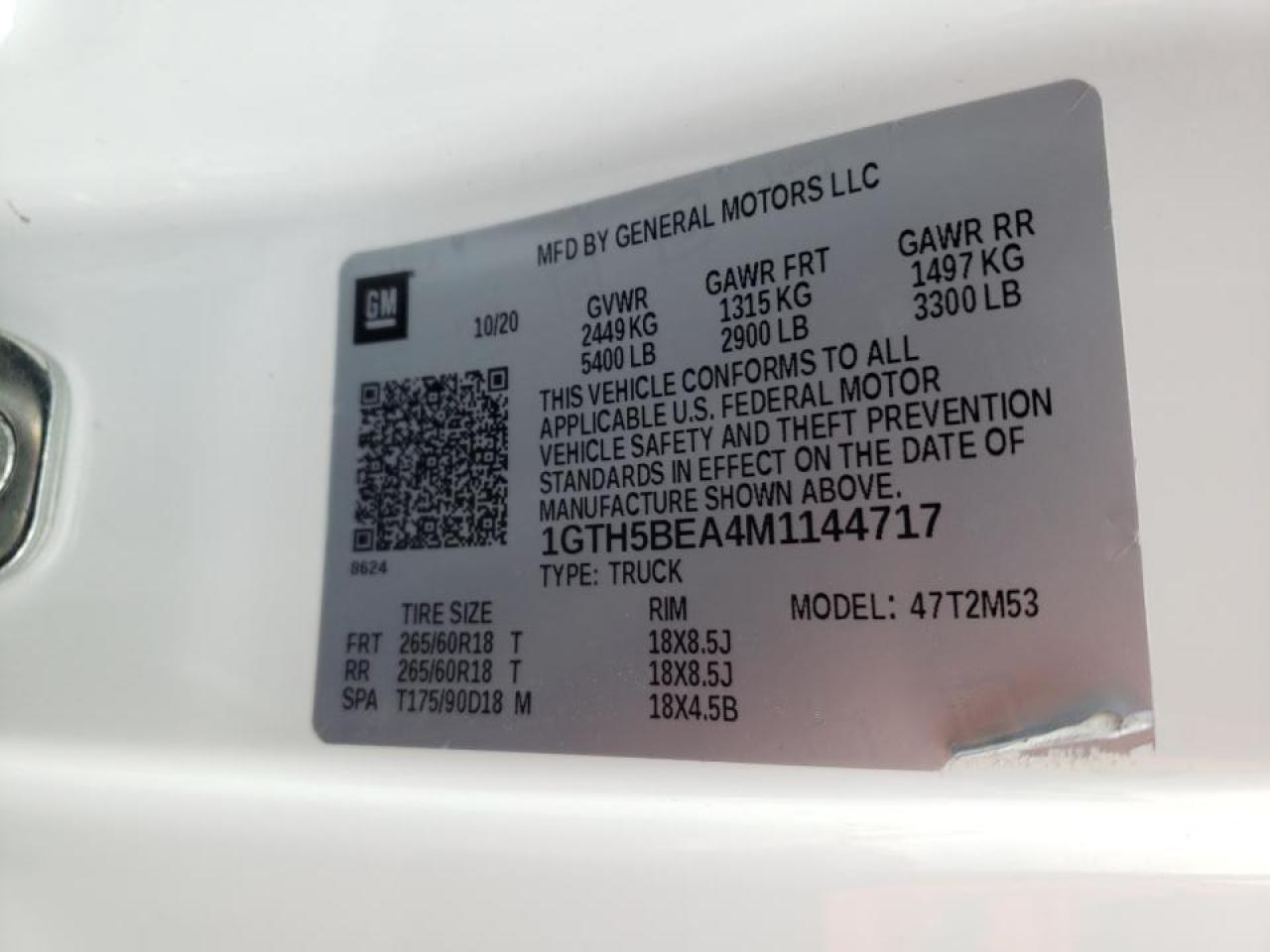 Photo 10 from auction – 2021 GMC CANYON ELE with VIN 1GTH5BEA4M1144717