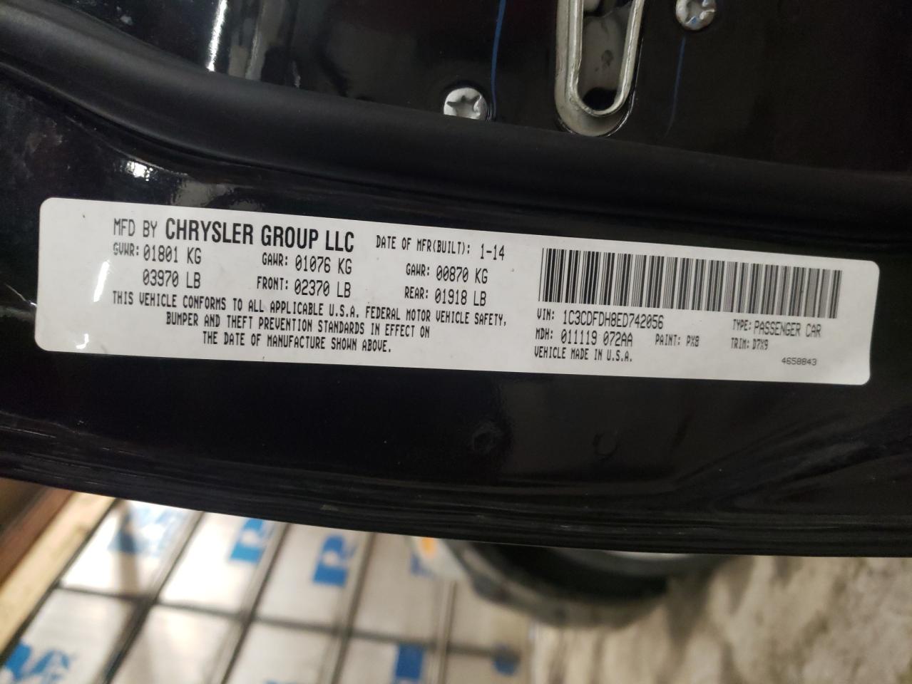 Photo 10 from auction – 2014 DODGE DART SE AE with VIN 1C3CDFDH8ED742056