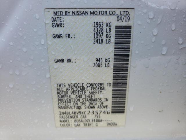 Photo 10 from auction – 2019 NISSAN ALTIMA S with VIN 1N4BL4BV9KC235746