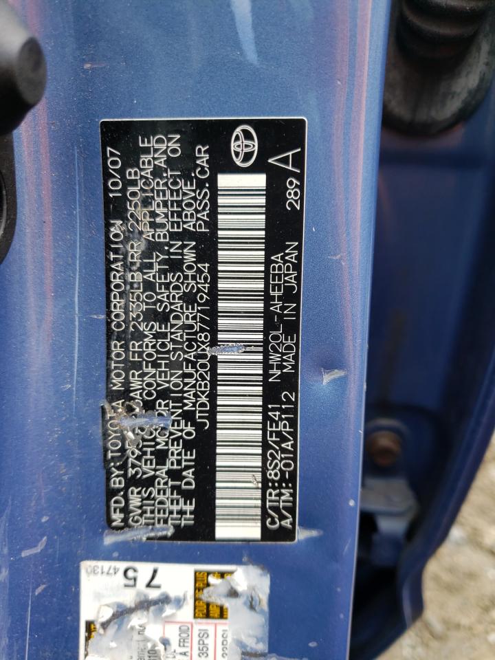 Photo 10 from auction – 2008 TOYOTA PRIUS with VIN JTDKB20UX87719454