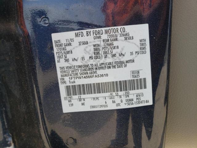 Photo 10 from auction – 2006 FORD F150 SUPER with VIN 1FTPW14566FA53610