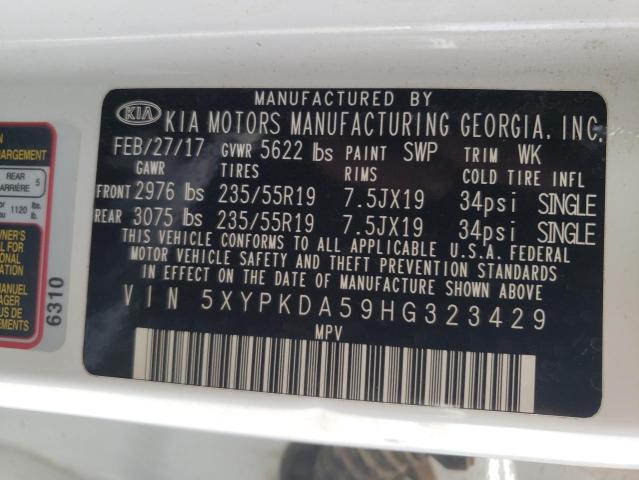Photo 10 from auction – 2017 KIA SORENTO SX with VIN 5XYPKDA59HG323429