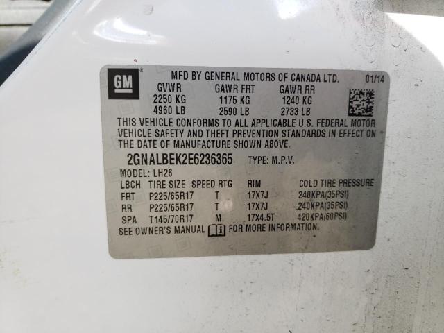 Photo 10 from auction – 2014 CHEVROLET EQUINOX LT with VIN 2GNALBEK2E6236365