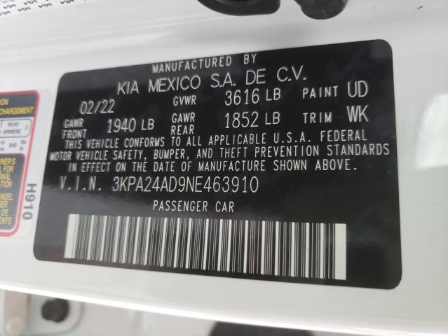 Photo 10 from auction – 2022 KIA RIO with VIN 3KPA24AD9NE463910