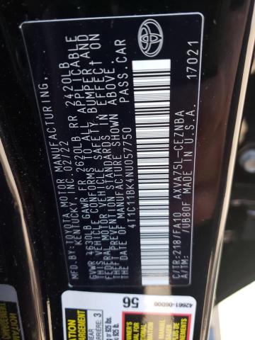 Photo 10 from auction – 2022 TOYOTA CAMRY LE with VIN 4T1C11BK4NU057750