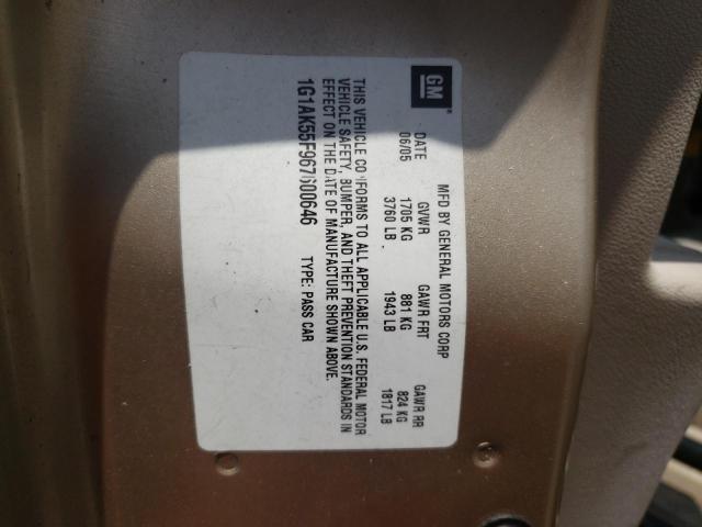 CHEVROLET COBALT LS 2006 with VIN 1G1AK55F967600646 - Photo from auction