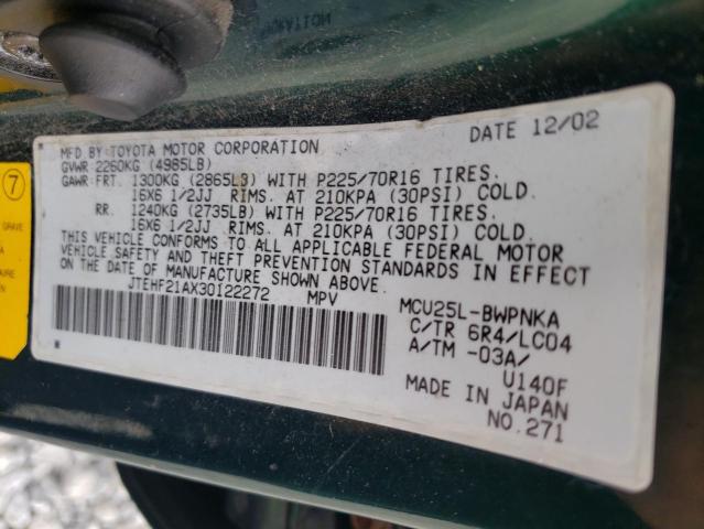 Photo 10 from auction – 2003 TOYOTA HIGHLANDER with VIN JTEHF21AX30122272