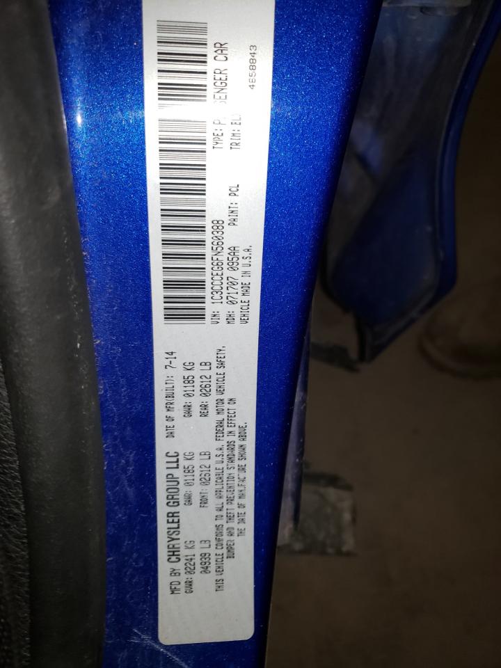 Photo 10 from auction – 2015 CHRYSLER 200 C with VIN 1C3CCCEG6FN560388