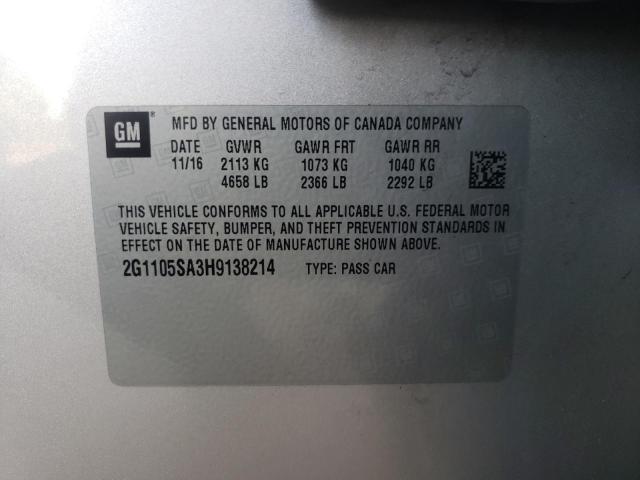 Photo 10 from auction – 2017 CHEVROLET IMPALA LT with VIN 2G1105SA3H9138214