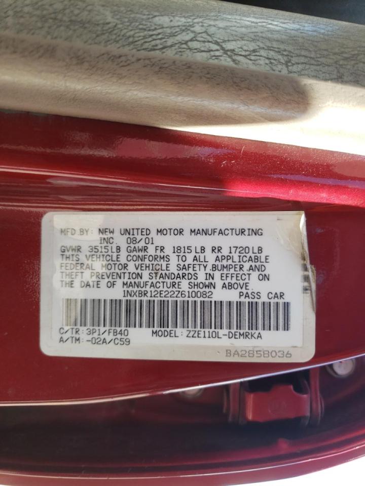 Photo 10 from auction – 2002 TOYOTA COROLLA CE with VIN 1NXBR12E22Z610082