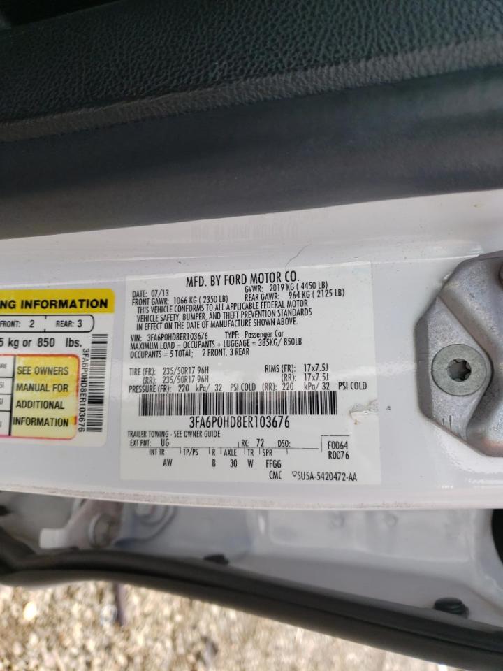 Photo 10 from auction – 2014 FORD FUSION SE with VIN 3FA6P0HD8ER103676