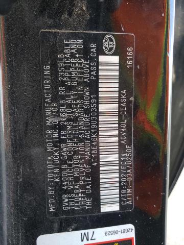 Photo 10 from auction – 2009 TOYOTA CAMRY BASE with VIN 4T1BE46K19U303591