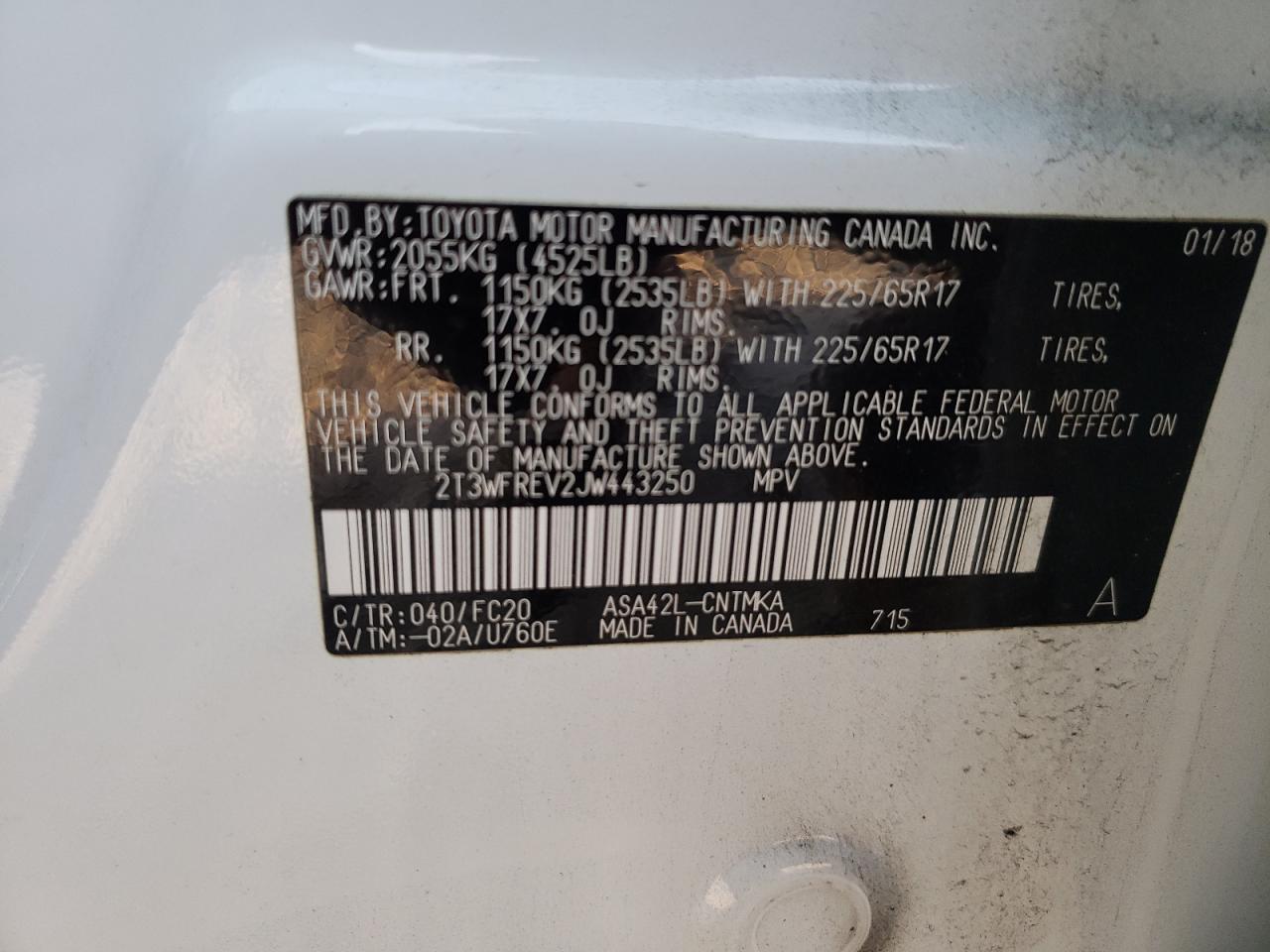 Photo 10 from auction – 2018 TOYOTA RAV4 ADVEN with VIN 2T3WFREV2JW443250