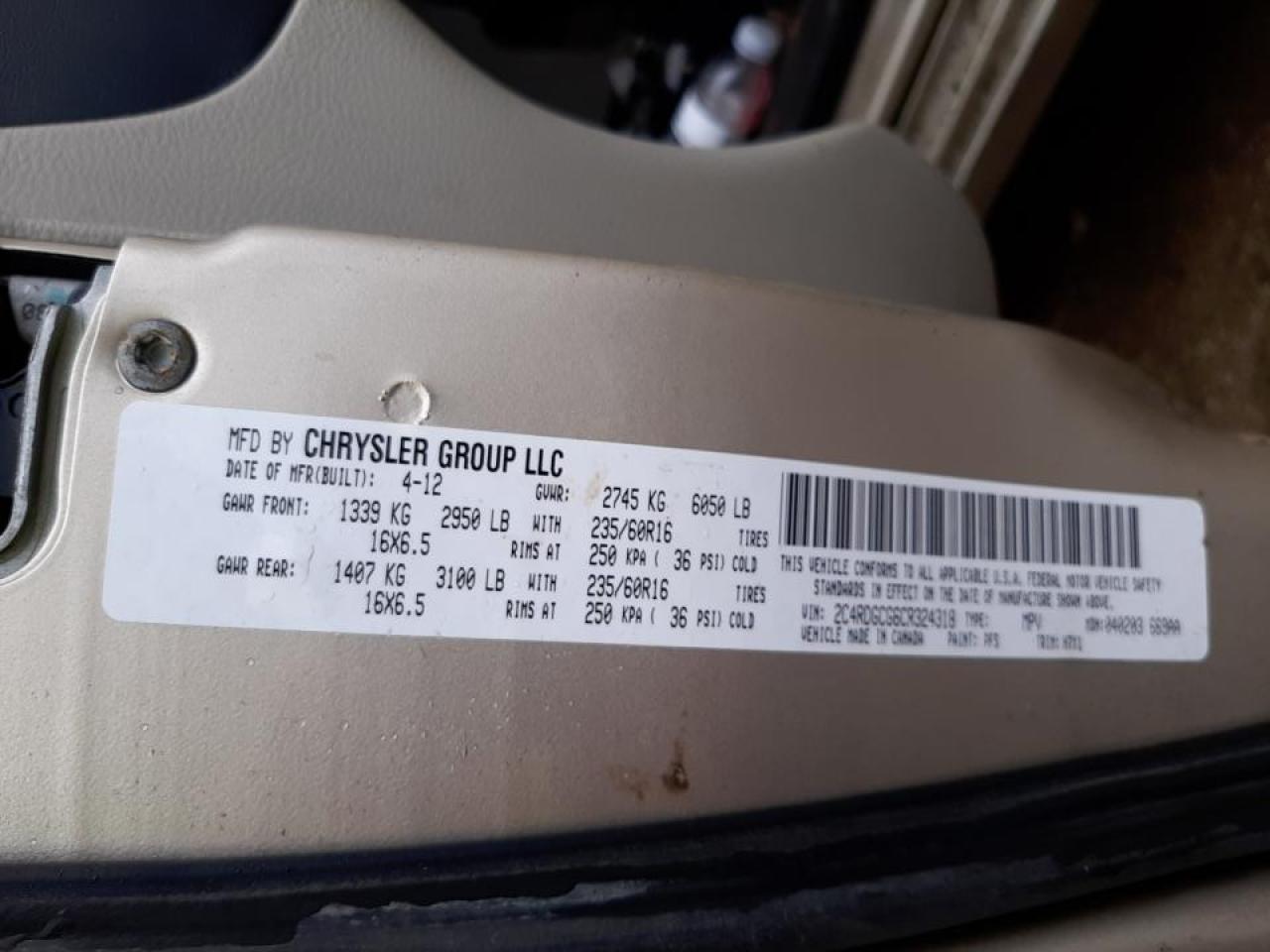 Photo 10 from auction – 2012 DODGE GRAND CARA with VIN 2C4RDGCG6CR324318