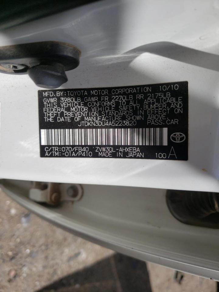 Photo 10 from auction – 2010 TOYOTA PRIUS with VIN JTDKN3DU4A5223820