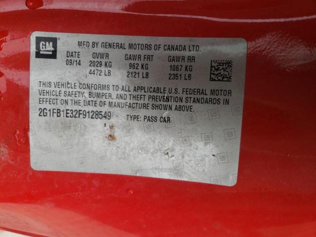 Photo 10 from auction – 2015 CHEVROLET CAMARO LS with VIN 2G1FB1E32F9128549