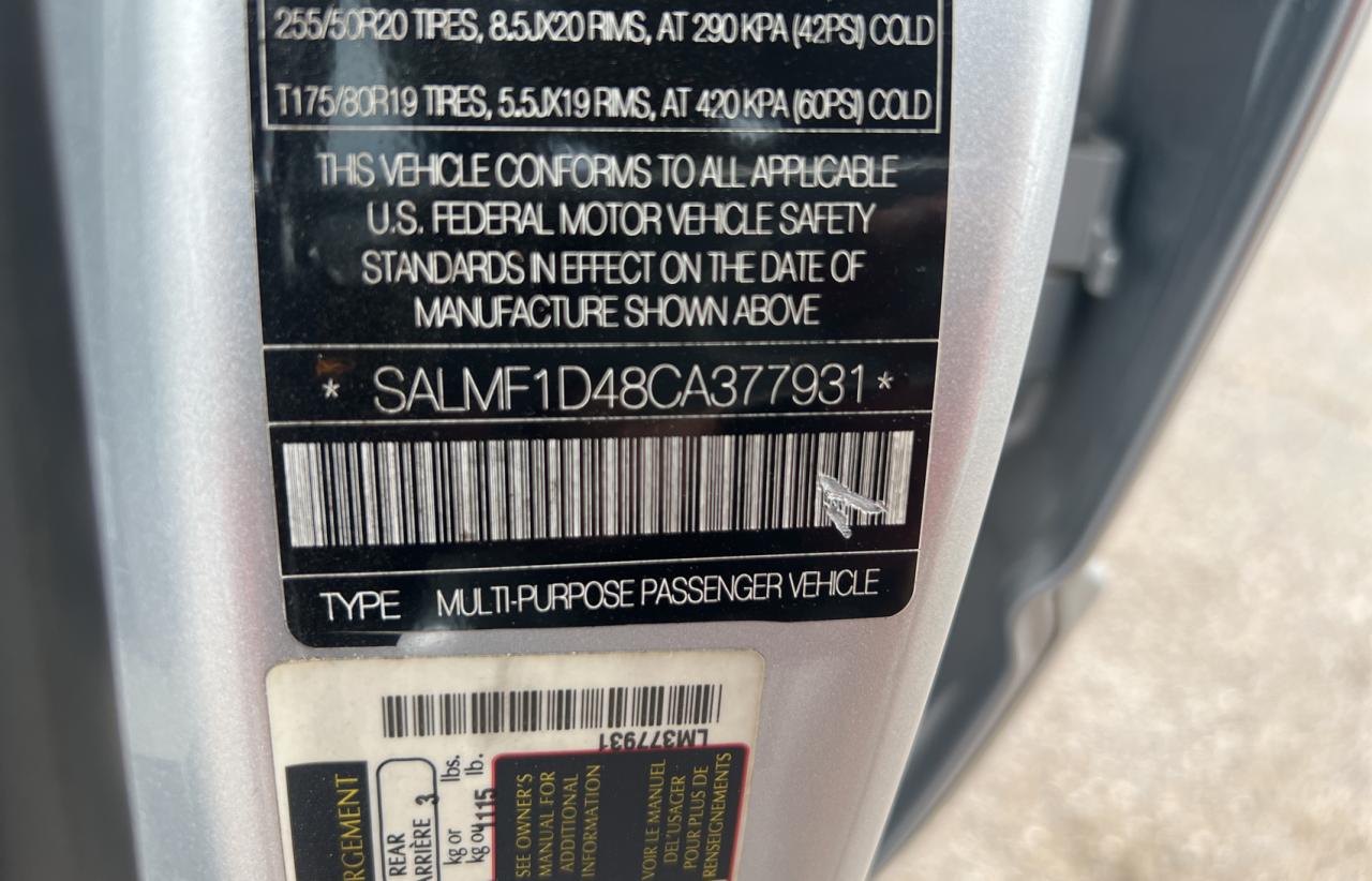 Photo 10 from auction – 2012 LAND ROVER RANGE ROVE with VIN SALMF1D48CA377931