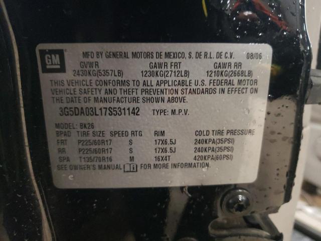 Photo 10 from auction – 2007 BUICK RENDEZVOUS with VIN 3G5DA03L17S531142