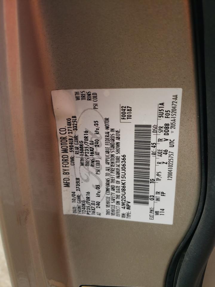 Photo 10 from auction – 2005 MERCURY MOUNTAINEE with VIN 4M2DU86K15UJ06366