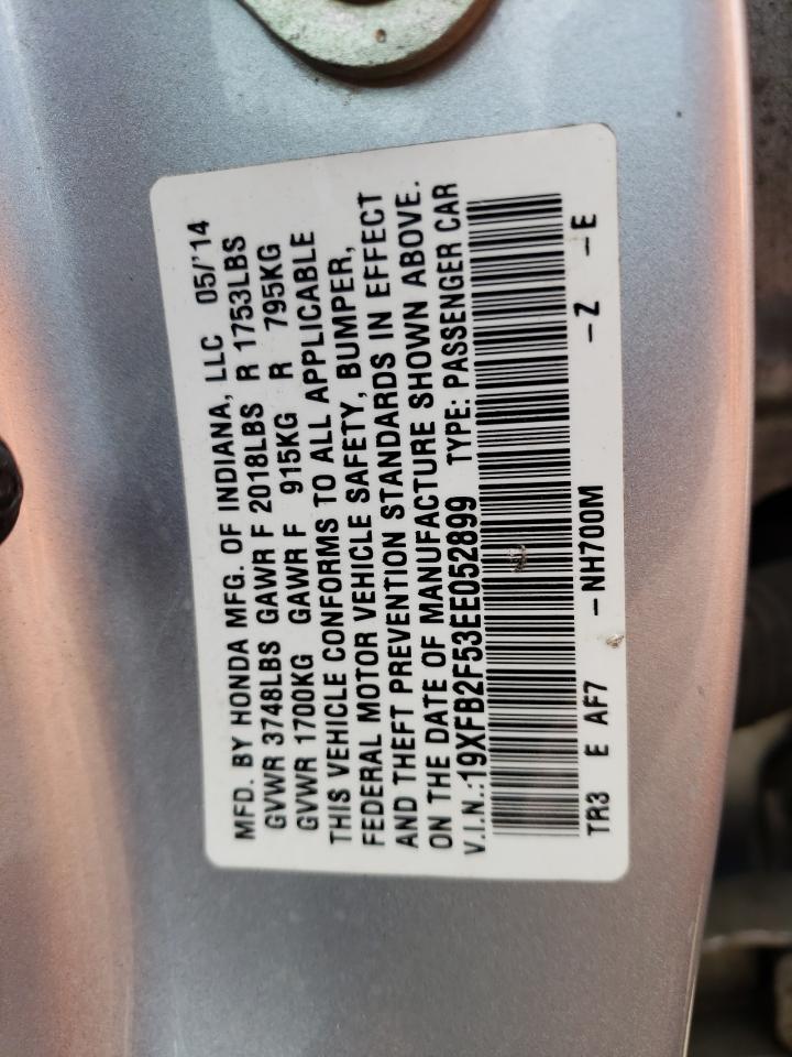 Photo 10 from auction – 2014 HONDA CIVIC LX with VIN 19XFB2F53EE052899