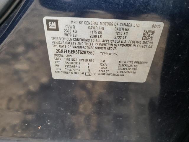 Photo 10 from auction – 2015 CHEVROLET EQUINOX LT with VIN 2GNFLGEK6F6287260