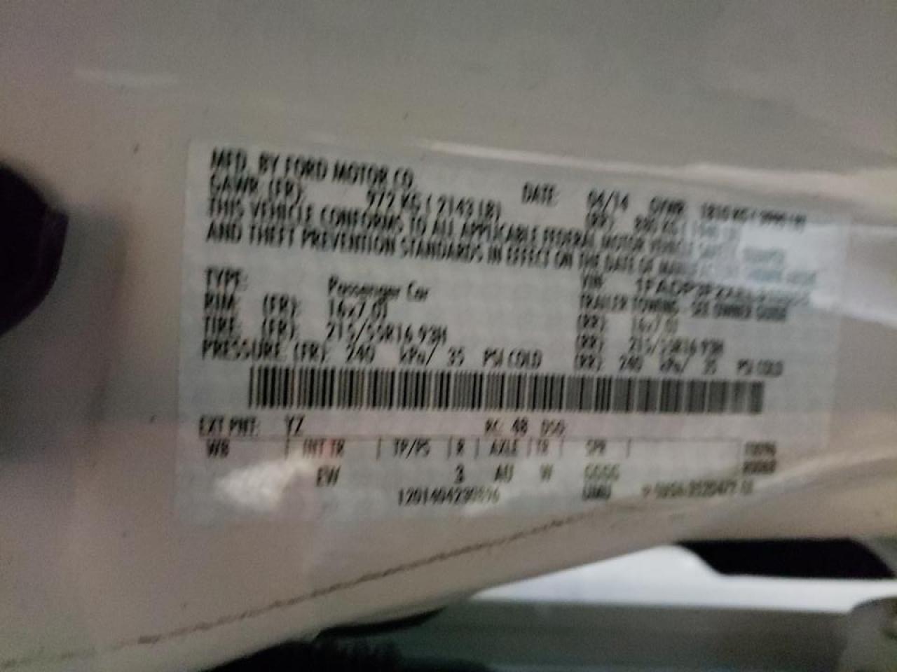 Photo 10 from auction – 2014 FORD FOCUS SE with VIN 1FADP3F2XEL310868