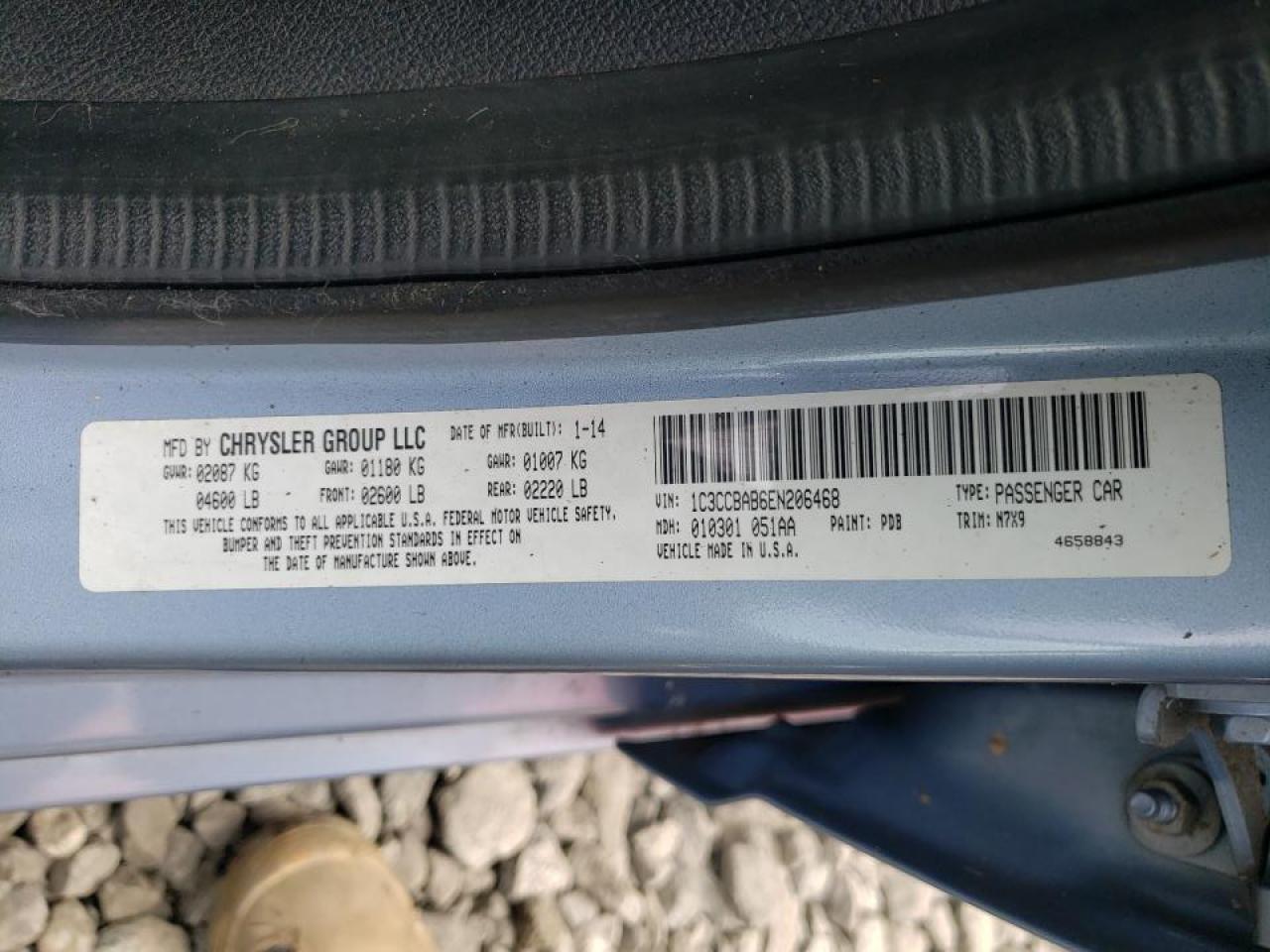 Photo 10 from auction – 2014 CHRYSLER 200 LX with VIN 1C3CCBAB6EN206468