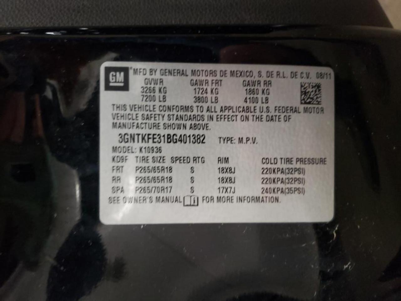 Photo 10 from auction – 2011 CHEVROLET AVALANCHE with VIN 3GNTKFE31BG401382