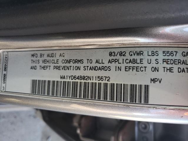 Photo 10 from auction – 2002 AUDI ALLROAD with VIN WA1YD64B02N115672