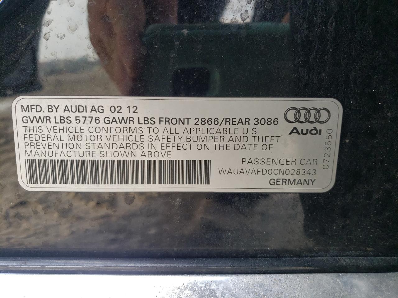 Photo 10 from auction – 2012 AUDI A8 QUATTRO with VIN WAUAVAFD0CN028343