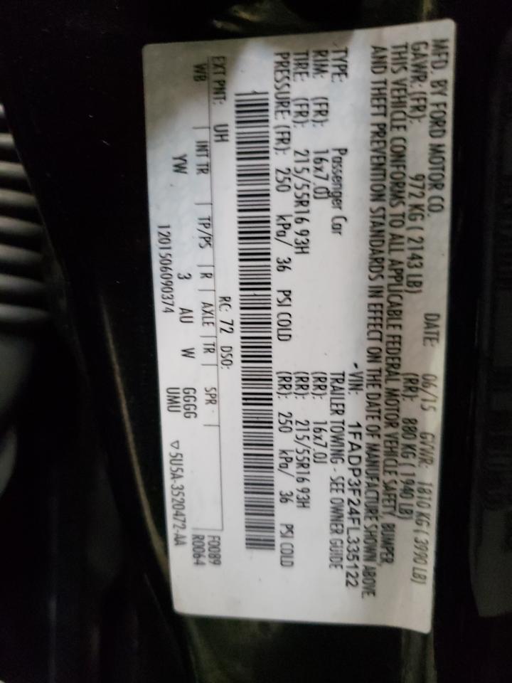 Photo 10 from auction – 2015 FORD FOCUS with VIN 1FADP3F24FL335122