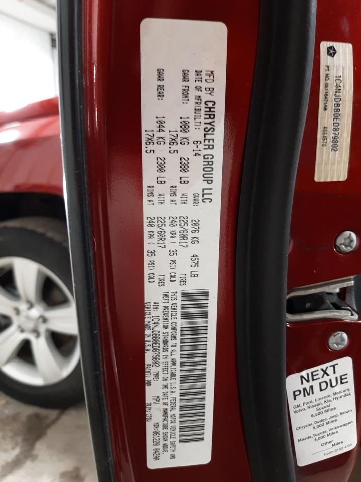 Photo 10 from auction – 2014 JEEP COMPASS SP with VIN 1C4NJDBB0ED879802