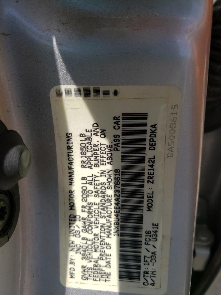 Photo 10 from auction – 2010 TOYOTA COROLLA with VIN 1NXBU4EE4AZ376618