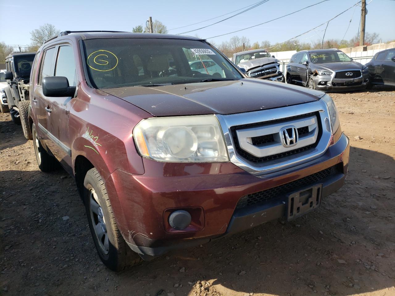HONDA PILOT LX 2009 with VIN 5FNYF48299B054846 - Photo from auction